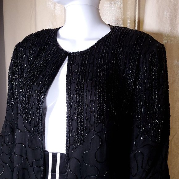 Vintage beaded silk cardigan blazer - Picture 6 of 10